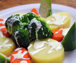Salada de legumes cozidos no vapor